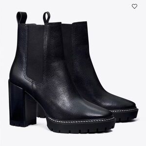 Tory Burch Carson Lug Sole  Bootie Size 7.5 Black Platform